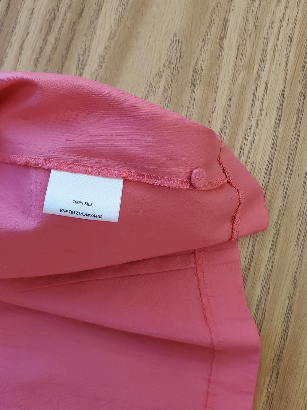 EILEEN FISHER Coral Button-Front Silk Blend Top Large - Picture 5 of 8